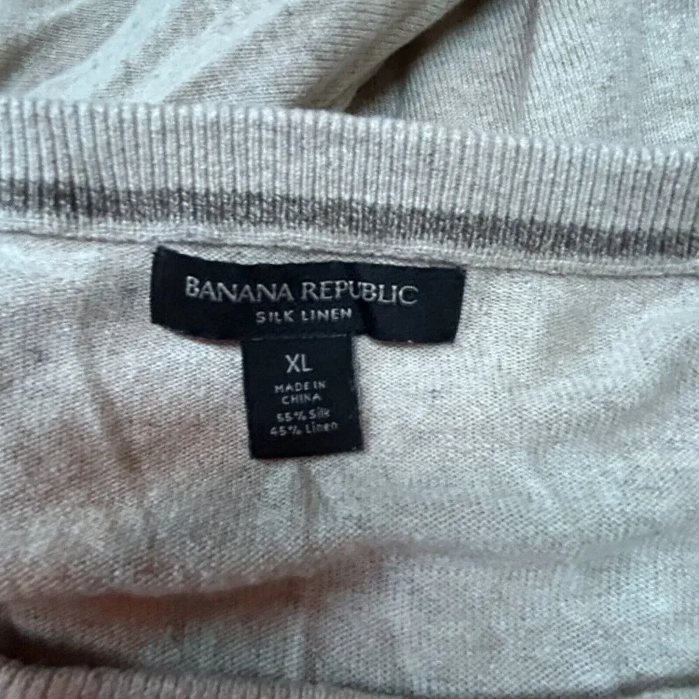 Banana Republic Mens XL Silk Linen Pullover Sweater Knit Crew Neck Gray Casual